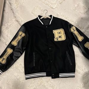 *NEVER WORN Bone Varsity Jacket